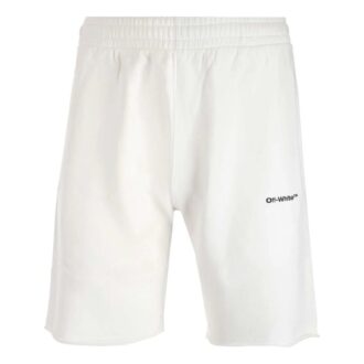 FW22 Pantaloni Scurți, culoare solidă, cu imprimeu logo, alb