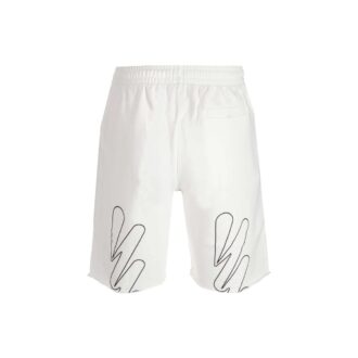 FW22 Pantaloni Scurți, culoare solidă, cu imprimeu logo, alb