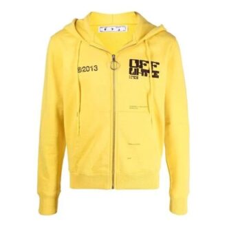 Haină casual pentru bărbați Off-White SS21 cu imprimeu logo și fermoar, versiune standard, negru