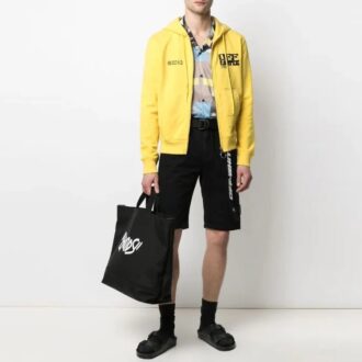 Haină casual pentru bărbați Off-White SS21 cu imprimeu logo și fermoar, versiune standard, negru
