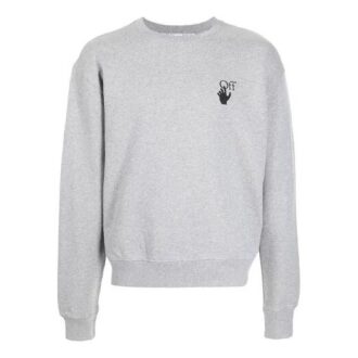 Haină Off-White pentru bărbați, colecția FW21, cu logo imprimat pe piept, model cu săgeți pe spate, mâneci lungi, croială lejeră, culoare gri
