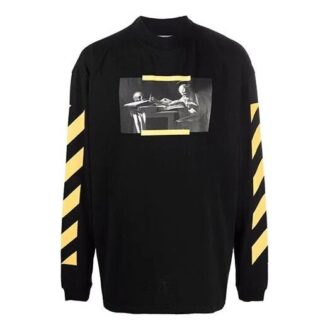 Haină Off-White pentru bărbați, cu imprimeu Caravaggio, dungi, mâneci lungi, croială largă, negru