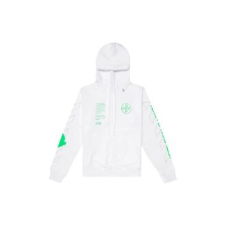 Hanorac alb cu glugă SS20 cu schiță de Arrows pe spate, logo pentru bărbați, croială normală