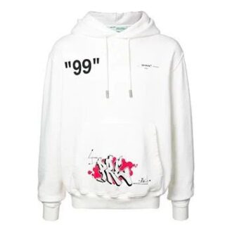 Hanorac alb cu imprimeu graffiti SS19