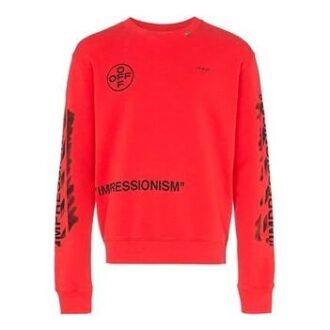 Hanorac bărbătesc SS19 „Impressionism” cu guler rotund, din bumbac, cu logo, roșu