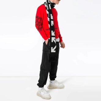 Hanorac bărbătesc SS19 „Impressionism” cu guler rotund, din bumbac, cu logo, roșu