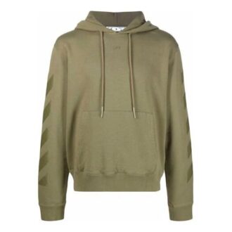 Hanorac casual Off-White pentru bărbați FW21 cu imprimeu, croială lejeră, verde