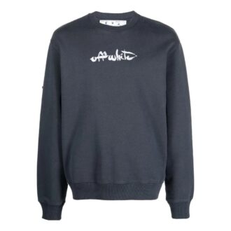 Hanorac cu glugă din bumbac Off-White pentru bărbați SS22 cu imprimeu Arrows, guler rotund și mâneci lungi, gri
