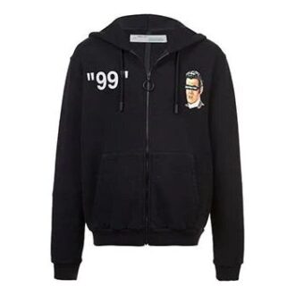 Hanorac cu glugă din fleece cu imprimeu SS19 pentru bărbați, negru
