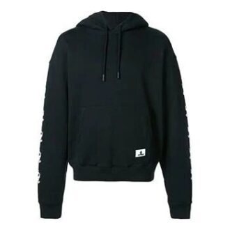 Hanorac cu glugă din fleece cu imprimeu SS19 pentru bărbați, negru