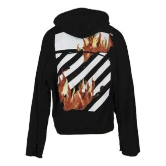 Off-White pentru bărbați cu imprimeu flacără, negru Off-White pentru bărbați cu imprimeu flacără, negru