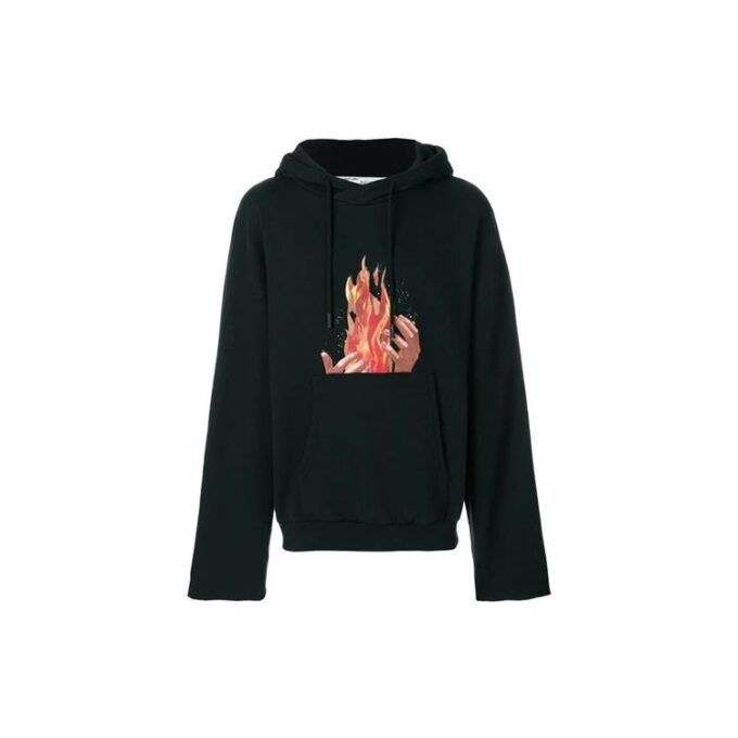 Off-White pentru bărbați cu imprimeu flacără, negru