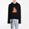 Off-White pentru bărbați cu imprimeu flacără, negru