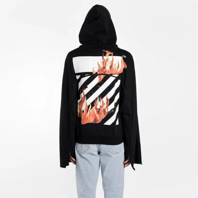 Off-White pentru bărbați cu imprimeu flacără, negru