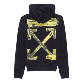 Hanorac cu glugă Off-White pentru bărbați, din acril, cu imprimeu cu săgeți multicolore, negru