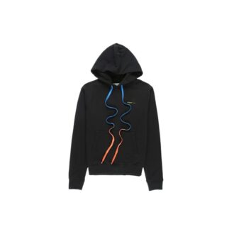 Hanorac cu glugă Off-White pentru bărbați, din acril, cu imprimeu cu săgeți multicolore, negru