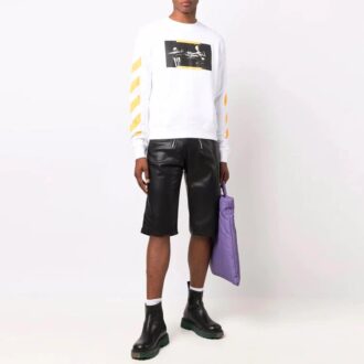 Off-White Bărbați FW21 Pictură Guler rotund Versiune obișnuită Alb Off-White Bărbați FW21 Pictură Guler rotund Versiune obișnuită Alb