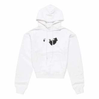 Off-White Bărbați FW21 Pulover cu imprimeu logo, versiune largă, alb Off-White Bărbați FW21 Pulover cu imprimeu logo, versiune largă, alb