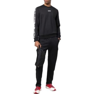 Off-White Bărbați FW22 Asimetric Splicing Logo Webbing Guler rotund Mâneci lungi Negru Off-White Bărbați FW22 Asimetric Splicing Logo Webbing Guler rotund Mâneci lungi Negru