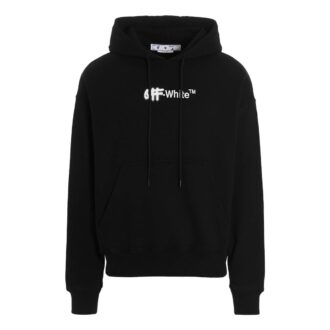 Off-White Bărbați FW22 cu logo alfabet imprimat, cu glugă, mâneci lungi, croială largă, negru Off-White Bărbați FW22 cu logo alfabet imprimat, cu glugă, mâneci lungi, croială largă, negru