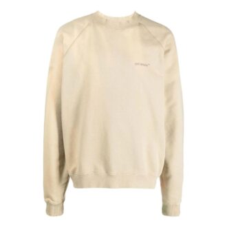 Off-White Bărbați FW22 cu logo brodat, dungi, guler rotund, mâneci lungi, bej Off-White Bărbați FW22 cu logo brodat, dungi, guler rotund, mâneci lungi, bej
