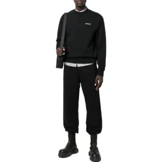 Off-White Bărbați FW22 Culoare solidă Imprimare logo Guler rotund Mâneci lungi Versiune Negru Off-White Bărbați FW22 Culoare solidă Imprimare logo Guler rotund Mâneci lungi Versiune Negru