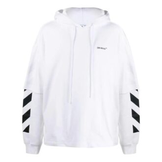 Off-White Bărbați FW22 Culoare solidă Imprimat Cu glugă Mâneci lungi Versiune Alb Off-White Bărbați FW22 Culoare solidă Imprimat Cu glugă Mâneci lungi Versiune Alb