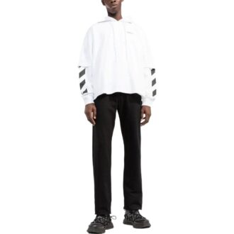 Off-White Bărbați FW22 Culoare solidă Imprimat Cu glugă Mâneci lungi Versiune Alb Off-White Bărbați FW22 Culoare solidă Imprimat Cu glugă Mâneci lungi Versiune Alb