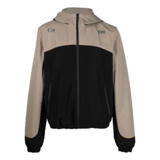 Off-White Bărbați FW22 Culori contrastante Imprimeu cu Arrows Jachetă cu glugă și fermoar Croială largă Negru Gri Off-White Bărbați FW22 Culori contrastante Imprimeu cu Arrows Jachetă cu glugă și fermoar Croială largă Negru Gri