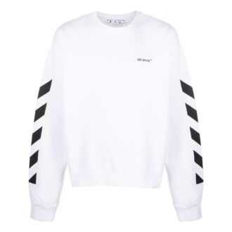 Off-White Bărbați FW22 Dungi laterale cu imprimeu alfabetic, guler rotund, mâneci lungi, toamnă, alb Off-White Bărbați FW22 Dungi laterale cu imprimeu alfabetic, guler rotund, mâneci lungi, toamnă, alb