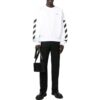 Off-White Bărbați FW22 Dungi laterale cu imprimeu alfabetic, guler rotund, mâneci lungi, toamnă, alb