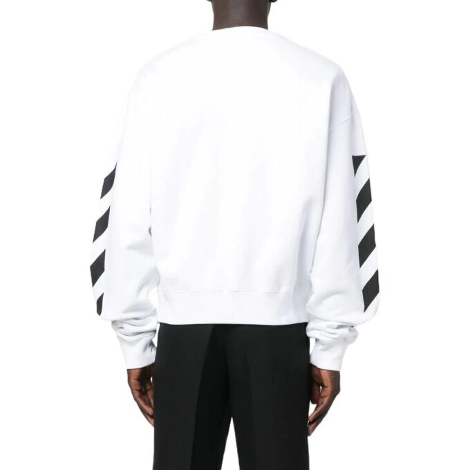 Off-White Bărbați FW22 Dungi laterale cu imprimeu alfabetic, guler rotund, mâneci lungi, toamnă, alb