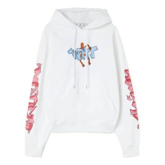 Off-White Bărbați FW22 Graffiti Loose Hooded Long Sleeves Alb Off-White Bărbați FW22 Graffiti Loose Hooded Long Sleeves Alb