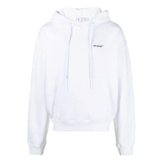 Off-White Bărbați FW22 Hanorac casual cu mâneci lungi și imprimeu, alb Off-White Bărbați FW22 Hanorac casual cu mâneci lungi și imprimeu, alb