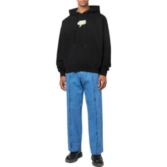 Off-White Bărbați FW22 Imprimare săgeată pe spate Mâneci lungi Croială lejeră Toamnă Negru Off-White Bărbați FW22 Imprimare săgeată pe spate Mâneci lungi Croială lejeră Toamnă Negru