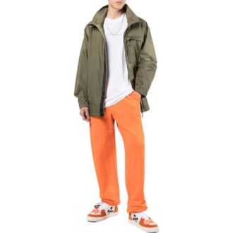 Off-White Bărbați FW22 Jachetă trench de lungime medie cu imprimeu logo, verde Off-White Bărbați FW22 Jachetă trench de lungime medie cu imprimeu logo, verde