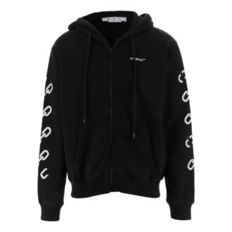 Off-White Bărbați FW22 Logo cu lanț imprimat Fermoar Croială largă Toamnă Negru Off-White Bărbați FW22 Logo cu lanț imprimat Fermoar Croială largă Toamnă Negru