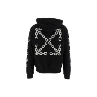 Off-White Bărbați FW22 Logo cu lanț imprimat Fermoar Croială largă Toamnă Negru Off-White Bărbați FW22 Logo cu lanț imprimat Fermoar Croială largă Toamnă Negru