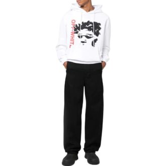 Off-White Bărbați FW22 Model cu imprimeu, versiune cu mâneci lungi, alb Off-White Bărbați FW22 Model cu imprimeu, versiune cu mâneci lungi, alb