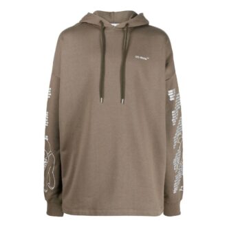 Off-White Bărbați FW22 Pantaloni largi kaki cu imprimeu logo Arrows și șnur Off-White Bărbați FW22 Pantaloni largi kaki cu imprimeu logo Arrows și șnur