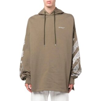 Off-White Bărbați FW22 Pantaloni largi kaki cu imprimeu logo Arrows și șnur Off-White Bărbați FW22 Pantaloni largi kaki cu imprimeu logo Arrows și șnur
