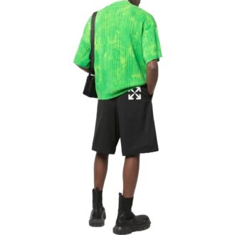 Off-White Bărbați FW22 Pantaloni Scurți drepți cu imprimeu color solid, negru Off-White Bărbați FW22 Pantaloni Scurți drepți cu imprimeu color solid, negru