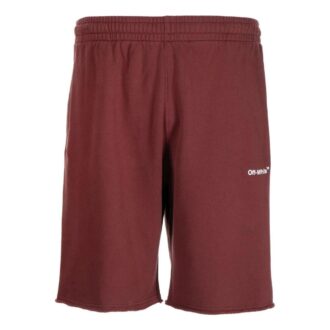 Off-White Bărbați FW22 Pantaloni Scurți sport cu imprimeu logo cu dungi, versiune roșie Off-White Bărbați FW22 Pantaloni Scurți sport cu imprimeu logo cu dungi, versiune roșie