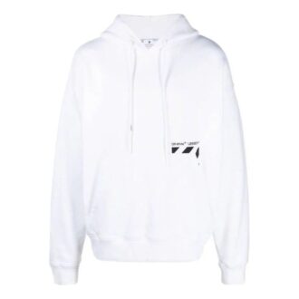 Off-White Bărbați FW22 Pulover cu mâneci lungi și imprimeu logo, croială lejeră, alb Off-White Bărbați FW22 Pulover cu mâneci lungi și imprimeu logo, croială lejeră, alb