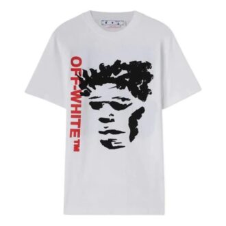 Off-White Bărbați FW22 Tricou alb cu imprimeu, guler rotund și mâneci scurte Off-White Bărbați FW22 Tricou alb cu imprimeu, guler rotund și mâneci scurte