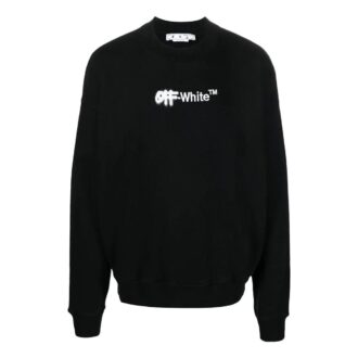 Off-White Bărbați FW22 Tricou cu guler rotund și mâneci lungi, brodat cu logo, negru Off-White Bărbați FW22 Tricou cu guler rotund și mâneci lungi, brodat cu logo, negru