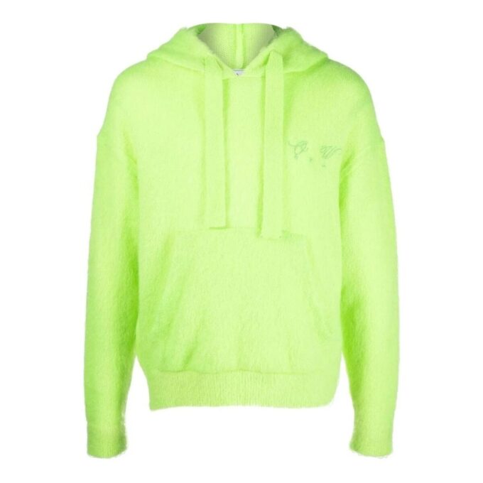 Off-White Bărbați FW22 Tricou cu imprimeu logo Arrows, croială largă, verde-galben