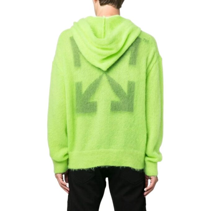Off-White Bărbați FW22 Tricou cu imprimeu logo Arrows, croială largă, verde-galben