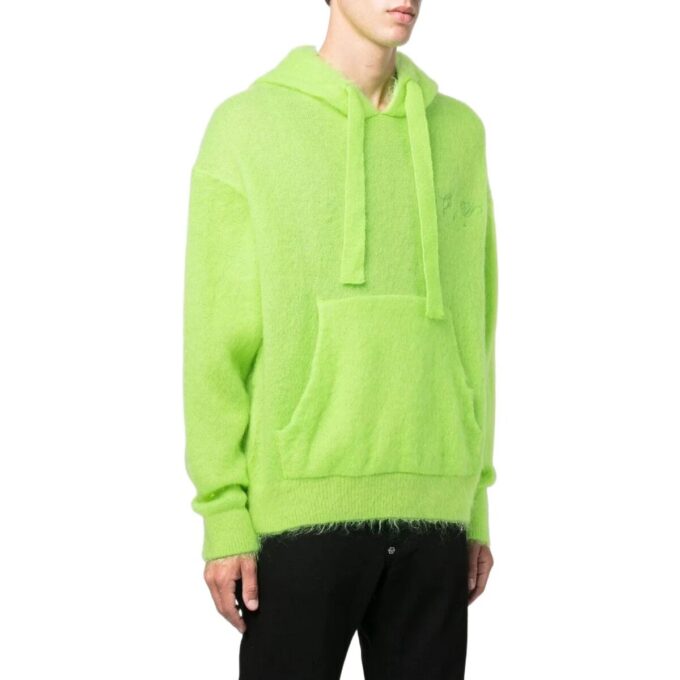 Off-White Bărbați FW22 Tricou cu imprimeu logo Arrows, croială largă, verde-galben