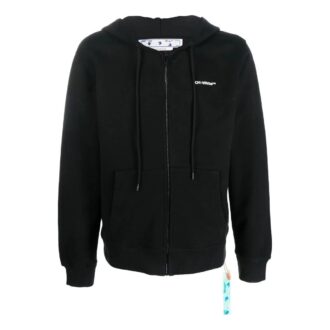 Off-White Bărbați FW22 Twill Logo imprimat Fermoar Croială largă Negru